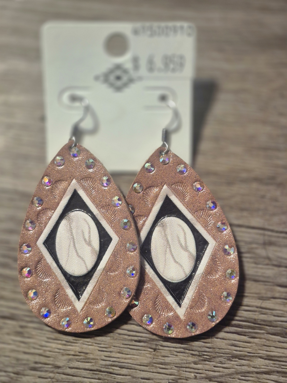 Rose Gold Teardrop Earrings with Iridescent Rhinestones